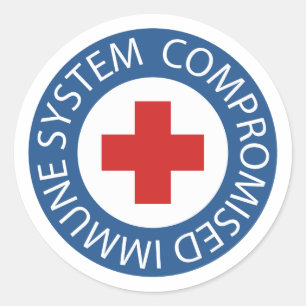 Kruisrood blauw Compromisimmuunsysteem Ronde Sticker