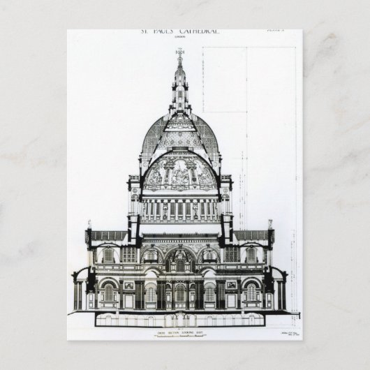 Kruissectie van de kathedraal van St. Paul Briefkaart (Voorkant)