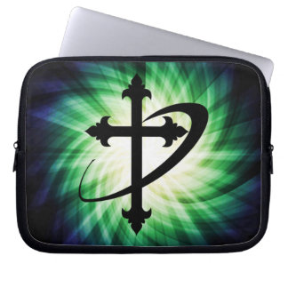 Kruissilhouet; gloeiend laptop sleeve