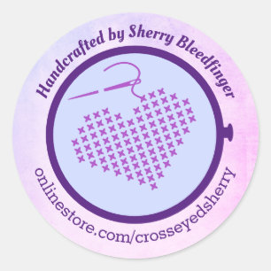 Kruissteek borduurcilindrisch hoepeltje gepersonal ronde sticker