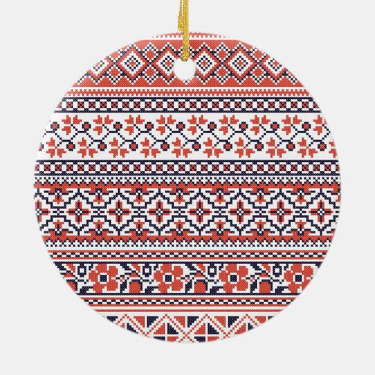 Kruissteek design patronen keramisch ornament (Achterkant)