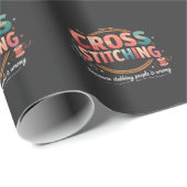 Kruissteek Grappige Naaiquote Ontwerp Cadeaupapier (Rol Hoek)