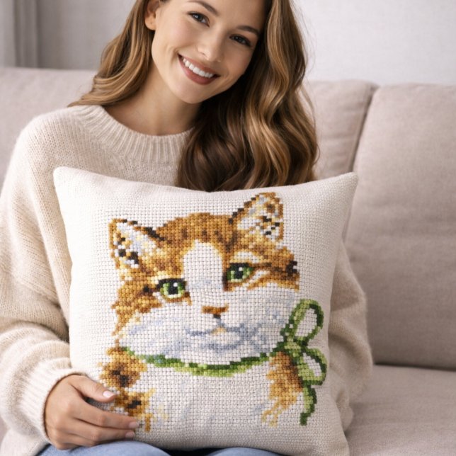 Kruissteek Kitten Kussen (Creator heeft geüpload)