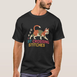 Kruissteekliefhebbers Kat Borduurwerk T-shirt