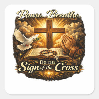 Kruisteken Christelijk geloof Vierkante Sticker