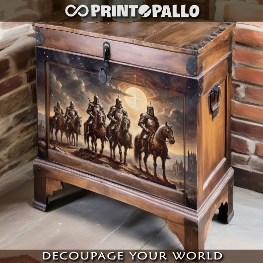 Kruisvaardersridders marcheren te paard tissuepapier