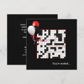 Kruiswoord Puzzel Party Invite Kaart (Voorkant / Achterkant)