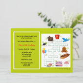 Kruiswoordpuzzel verjaardagsuitnodiging kaart (Staand voorkant)