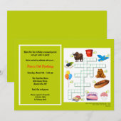 Kruiswoordpuzzel verjaardagsuitnodiging kaart (Voorkant / Achterkant)