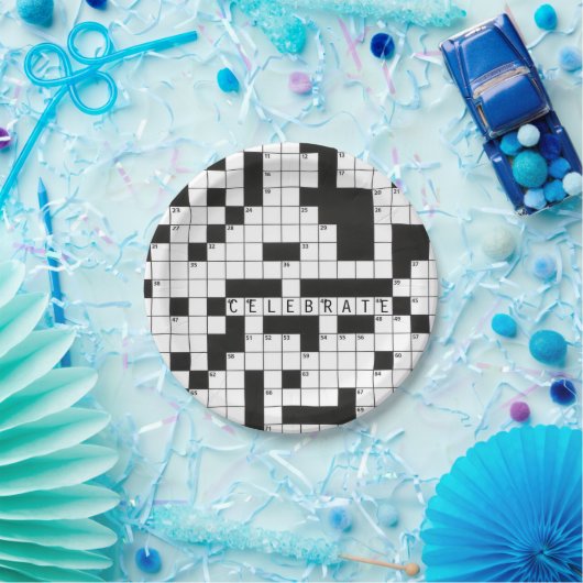 kruiswoordpuzzel voor viering papieren bordje (Feest)