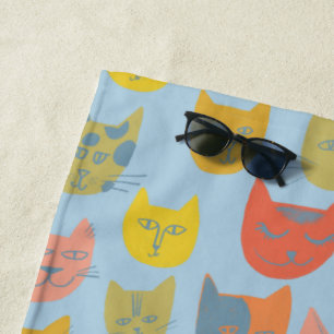 Kruitkleurige katten blauw strandlaken