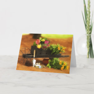 Kruiwagen van bloemen kaart