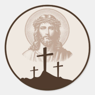 Kruizen van Jezus Calvarie christelijk geloof reli Ronde Sticker