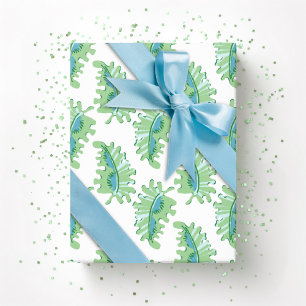 Krulblad in groen en aqua cadeaupapier