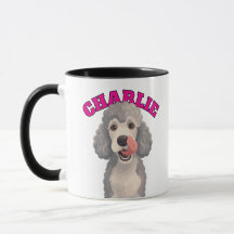 Krulgrijze Poodle-hond die neus likt Illustratie