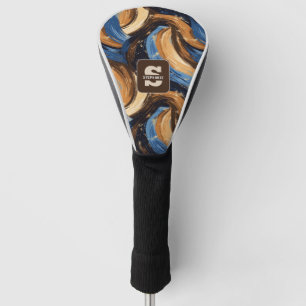 Krullend Abstracte penseelstreken in blauw en brui Golfheadcover