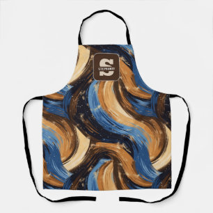 Krullend Abstracte penseelstreken in blauw en brui Schort
