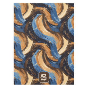 Krullend Abstracte penseelstreken in blauw en brui Tafelkleed