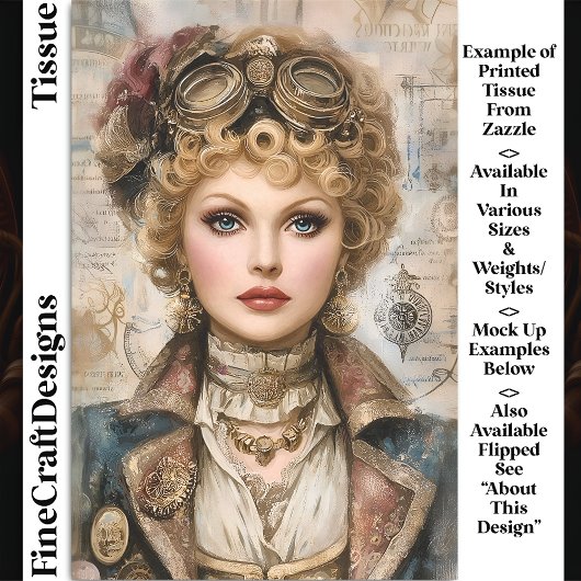 Krullend Haar Steampunk Vrouw Collage DM1L Decoupa Tissuepapier