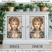 Krullend Haar Steampunk Vrouw Collage DM1L Decoupa Tissuepapier