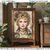 Krullend Haar Steampunk Vrouw Collage DM1L Decoupa Tissuepapier