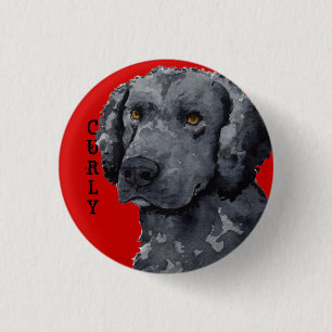 Krullende kleurenblok met terugwervel ronde button 3,2 cm