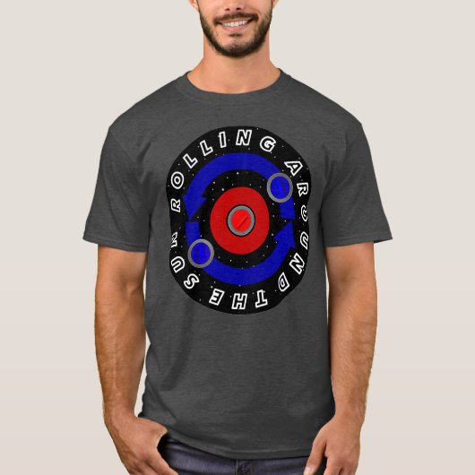 Krullende steen rolt als de aarde baan t-shirt (Voorkant)