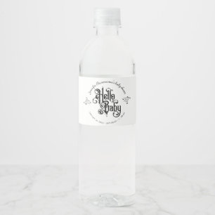 Krulornamentlijst gotische Hello Baby Shower Waterfles Etiket