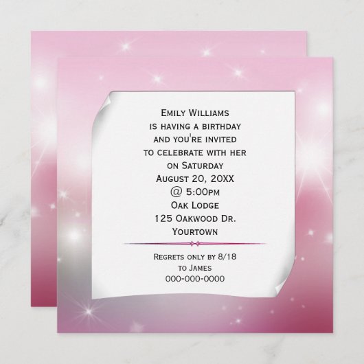 Krulpapier op de sterren van Bokeh Kaart (Voorkant / Achterkant)