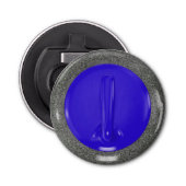 Krulstone flesopening blauw en grijs button flesopener (Voorkant)