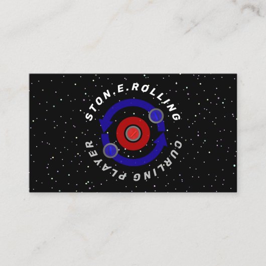 Krulstoon die als de baan van de aarde draait visitekaartje (Voorkant)