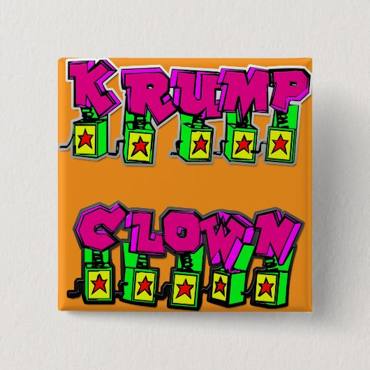 Krump Clown Vierkante Button 5,1 Cm (Voorkant)