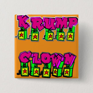 Krump Clown Vierkante Button 5,1 Cm