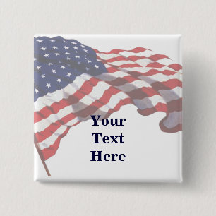 KRW aangepaste tekst Amerikaanse vlag Vierkante Button 5,1 Cm