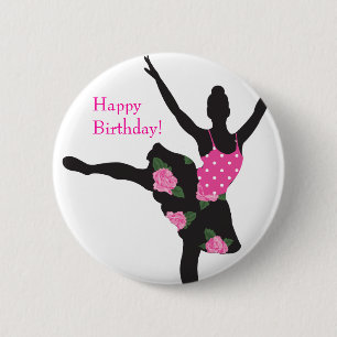 KRW Ballerina Roos Happy Birthday Button Favor