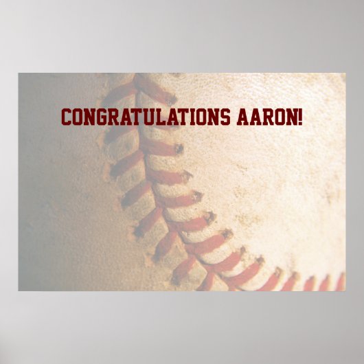 KRW Baseball Bar Mitzvah Autograph Poster Keepsaké (Devant)