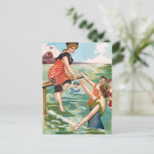 KRW  Beach Illustration Briefkaart (Staand voorkant)