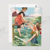 KRW  Beach Illustration Briefkaart (Voorkant / Achterkant)