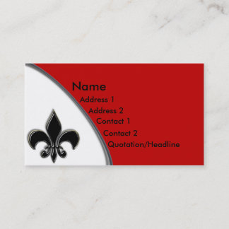 KRW Black en Red Fleur De Lis Two Tone Visitekaartje
