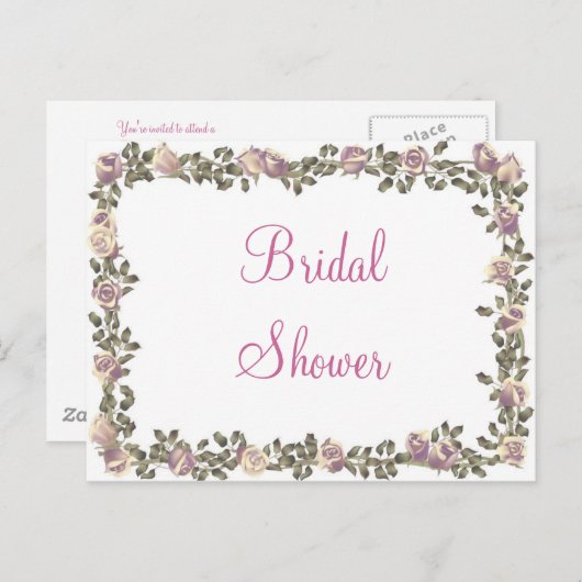 KRW Bloemen Grens Custom Bruids Douche Uitnodiging (Voorkant / Achterkant)