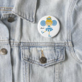 KRW Blue Cheerleader Birthday Party Name Button (In situ)