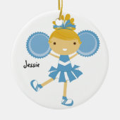 KRW Blue Cheerleader Custom Name Ornament (Voorkant)