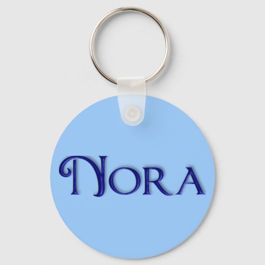 KRW Blue Glass Name Sleutelhanger - Nora (Voorkant)