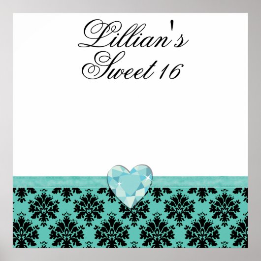 KRW Blue Jewel Heart Sweet 16 Autograph Poster (Devant)