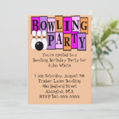 KRW Bowling Birthday Party Kaart (Staand voorkant)