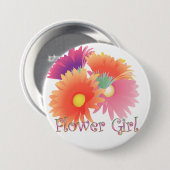 KRW Bright Daisy Bloemenmeisje Wedding Button (Voorkant /achterkant)