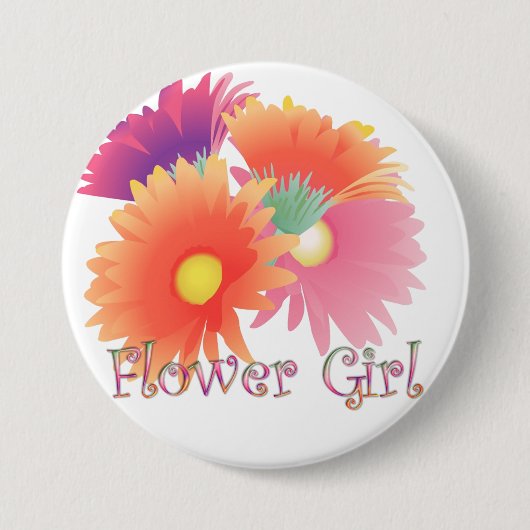 KRW Bright Daisy Bloemenmeisje Wedding Button (Voorkant)