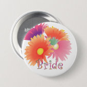 KRW Bright Daisy Bride Wedding Button (Voorkant /achterkant)