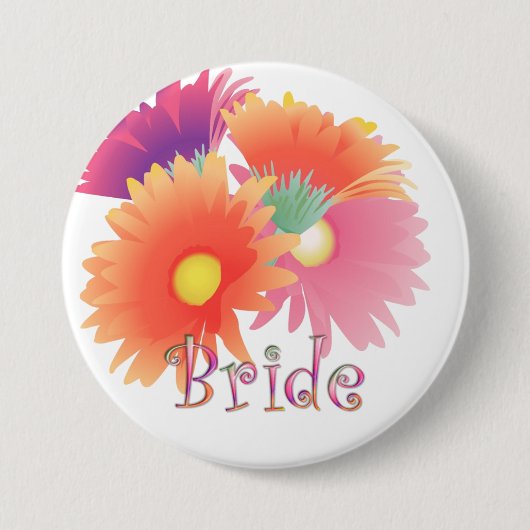 KRW Bright Daisy Bride Wedding Button (Voorkant)