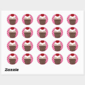 KRW Chocolade Cherry Cupcake Ronde Sticker (Vel)